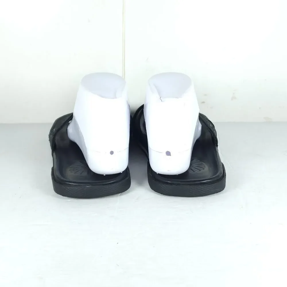 UGG Men's Brookside US 7 Black Leather Criss Cross Flat Slide Sandals Shoes